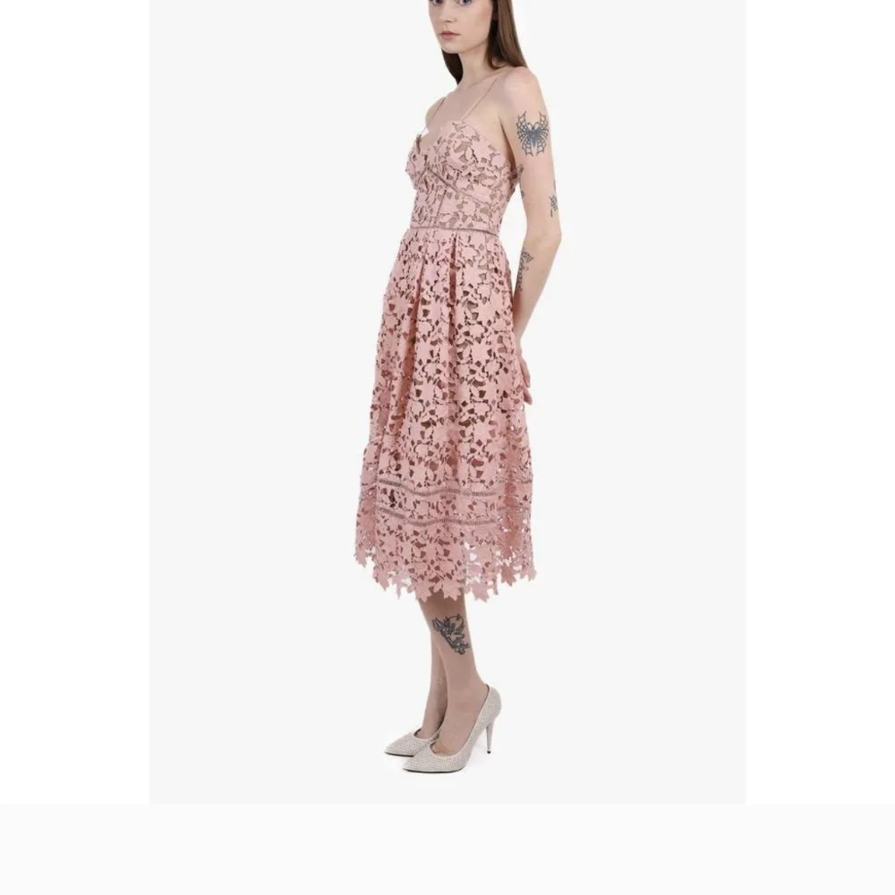 Self-Portrait Blush Pink Lace Midi Dress - Picture 6 of 16